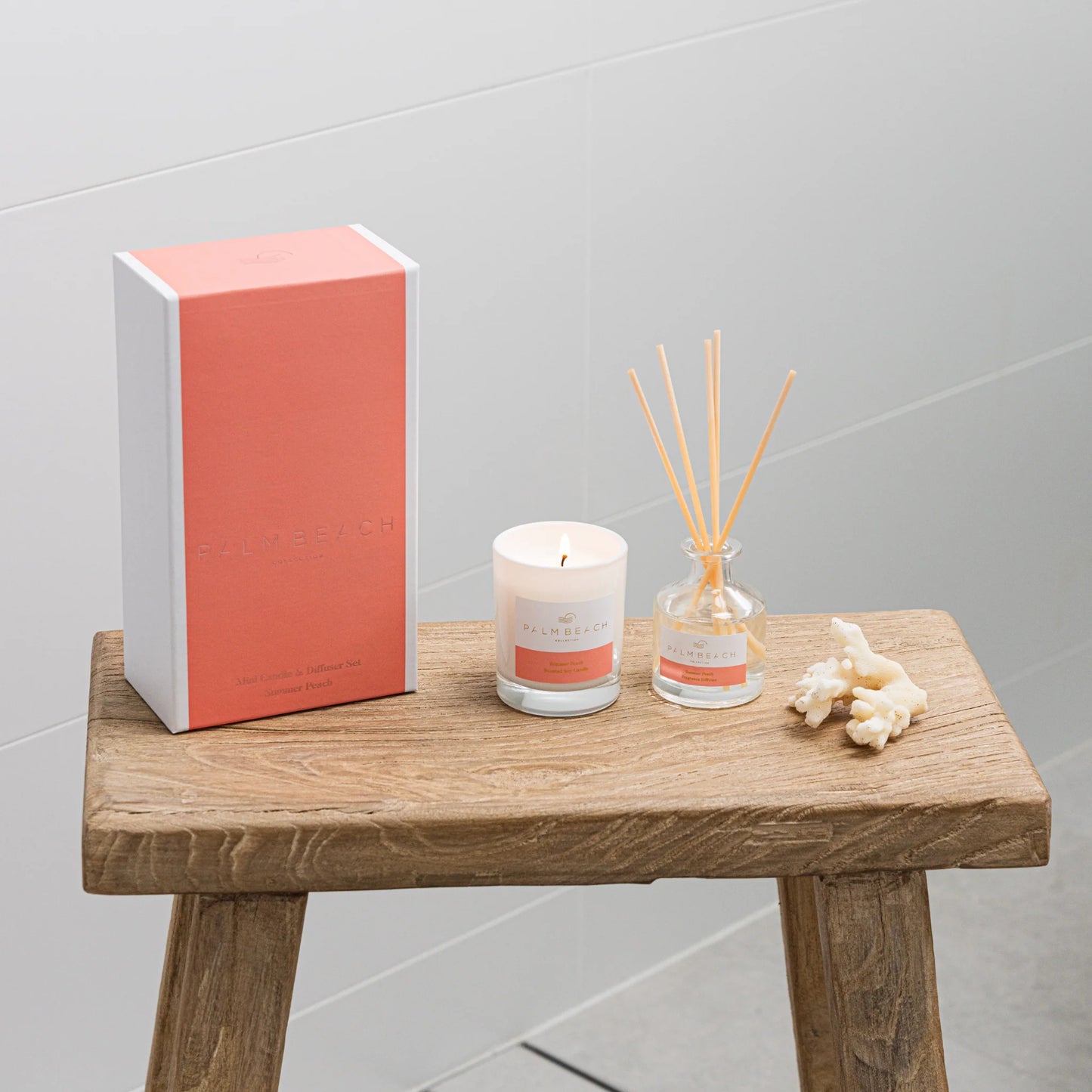 PALM BEACH | Summer Peach Mini Candle & Diffuser Set
