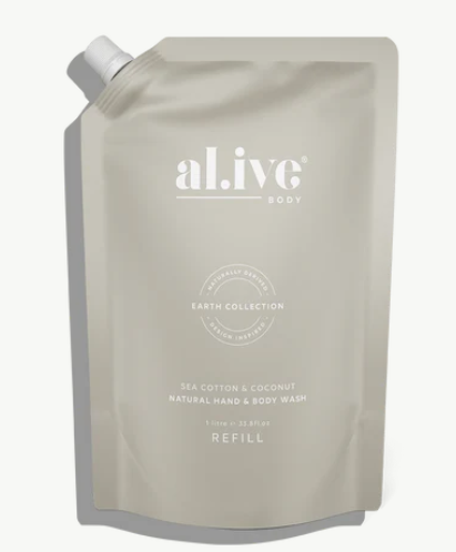 ALIVE BODY - Sea Cotton & Coconut 1L Wash Refill